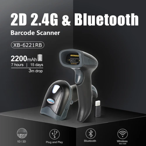 Syble 2D Wireless Barcode Scanner | Model: XB-6221RB | Interface: USB | Colour: Black. (Price is Exclusive of VAT).